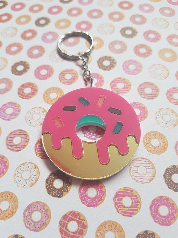 Donut Keyring, Doughnut Bag Charm, Donut Accessory, Kawaii, Kawaii
