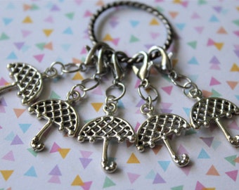 Umbrella Stitch Markers | Silver Plated Knitting & Crochet Accessories | Cute Yarn Tools | Handmade Knitting Gifts
