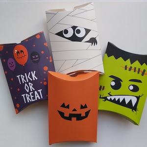 halloween pillow boxes, pillow boxes, gift box, gift wrapping, halloween, pumpkin, zombie, mummy, trick or treat