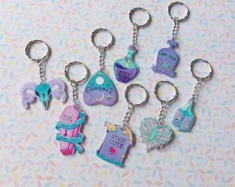 Pastel Goth Keyring | Resin Pendant Bag Charm | Cute Spooky Accessories | 8 Designs Available