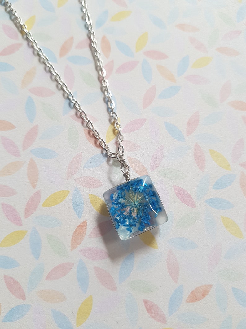 Resin Flower Necklace Resin Flower Pendant Pressed Flower Etsy UK