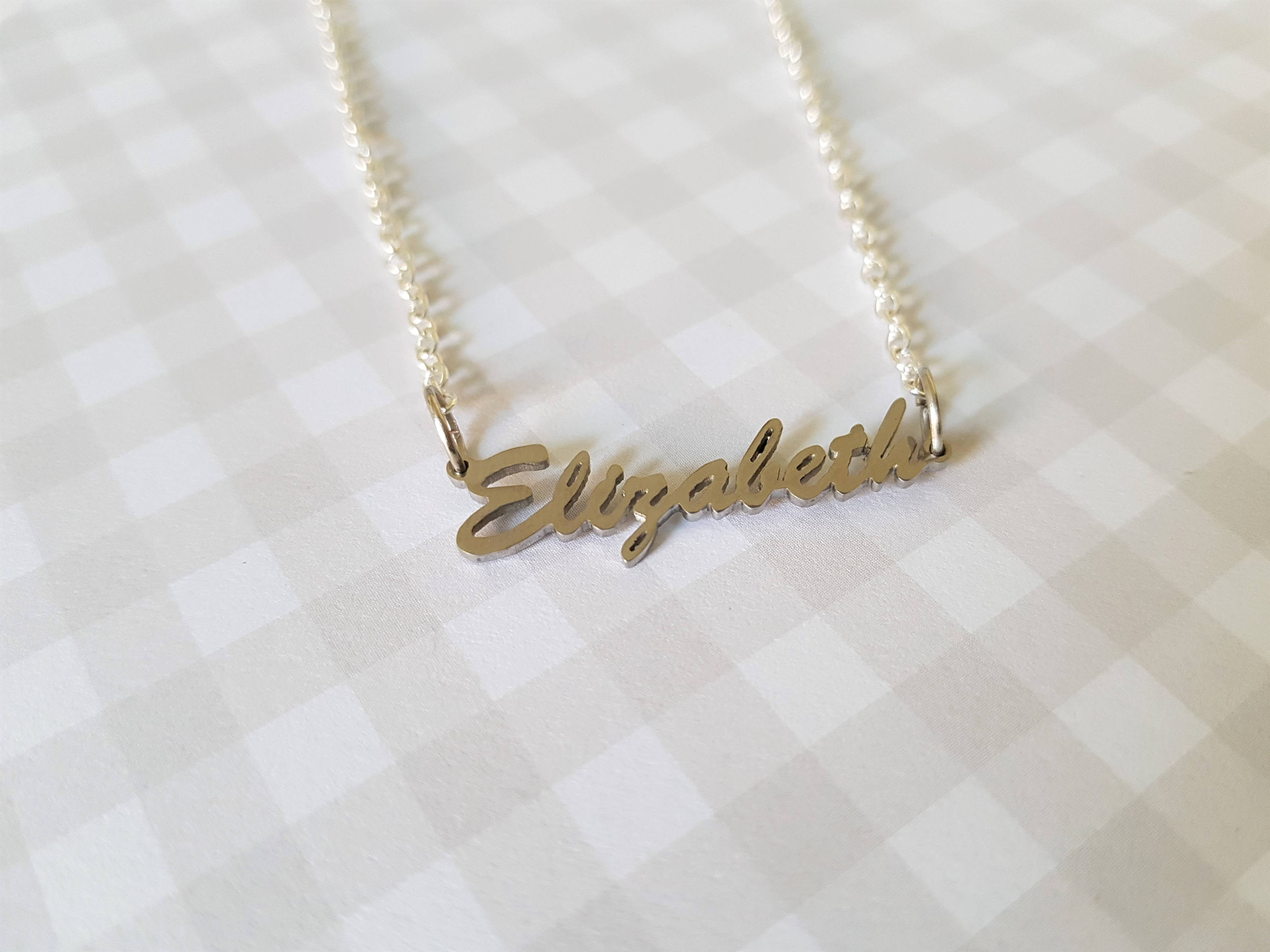 Elizabeth Necklace Name Necklace Name Pendant Name Jewellery Pendant Necklace Name Keepsake Keepsake Jewellery Elizabeth Etsy
