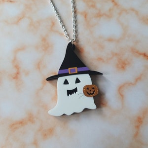 Ghost necklace, Cute ghost necklace, Halloween necklace, Ghost, Kawaii ghost, Kawaii, Halloween, Horror, Pastel goth, Goth, Emo, Punk