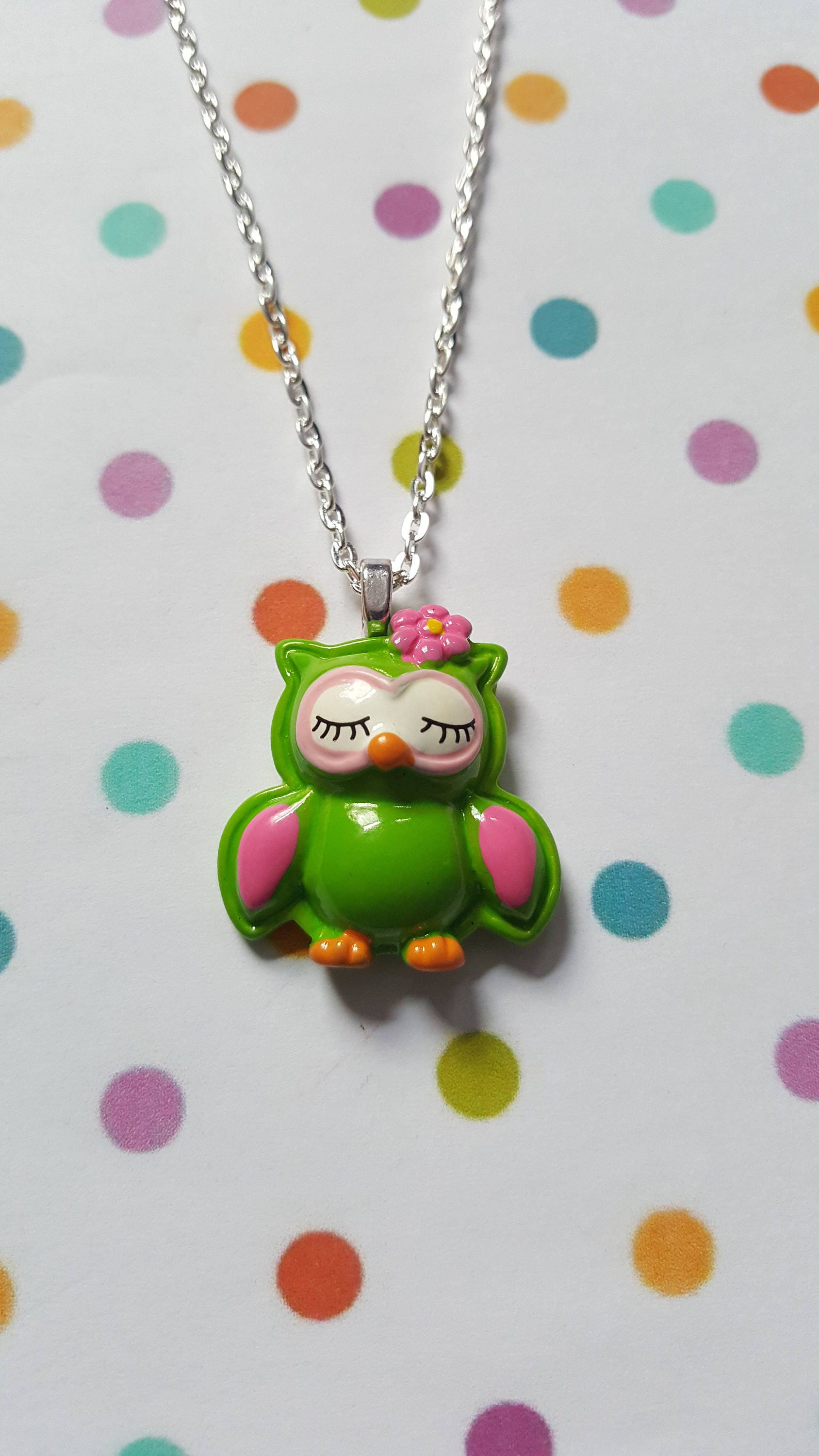 Collana Con Ciondolo Gufo Smaltato In Lega, Stile Cartoon, Per Donne E Ragazze, Catena 50 Cm, Regalo In Sacchetto Di Velluto - 4