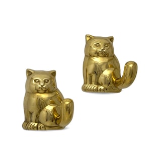 Vintage Brass Cat Wall Hook-A Pair