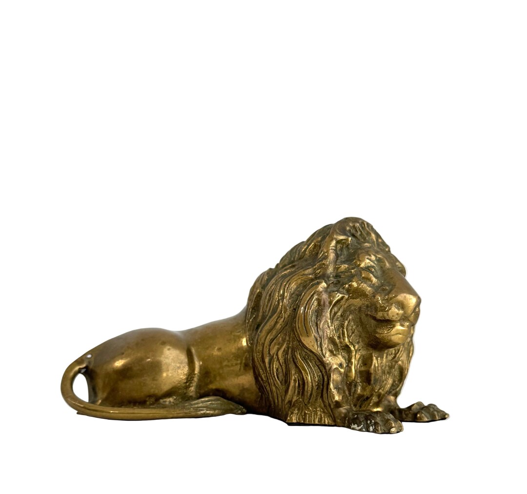 Vintage Brass Lion Sculpture - Etsy