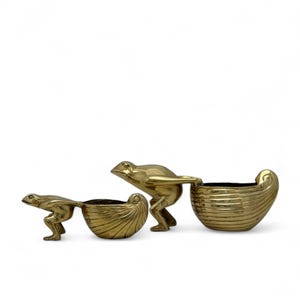 Vintage Brass Frogs Pulling Snails- A Pair