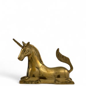 Vintage Brass Unicorn at Rest