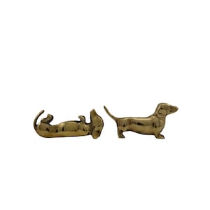 Vintage Brass Dachshund Dogs Affirmation/Note Holder-A Pair