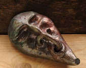 Raku Ceramic Mask wall hanging sculpture, OOAK