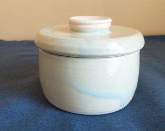 Butter Crock Holds 1 Stick Ocean Wave Blue