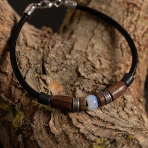 Dames armband leren armband surfer armband heren armband armband heren dames man vrouw surf lengte verstelbaar maansteen unisex nikkelvrij Skane