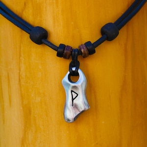 Collar de cuero Wunjo runa collar hombre mujer collar de cuero joyería celta joyería vikinga collar de hombre Odin Thor HANA LIMA