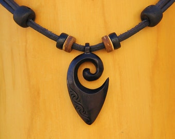 Leather chain necklace friendship necklace handmade Koru Maori New Zealand men's necklace women's necklace HANA LIMA