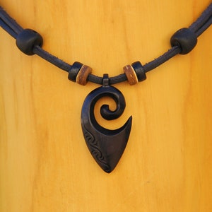 Leather chain necklace friendship necklace handmade Koru Maori New Zealand men's necklace women's necklace HANA LIMA