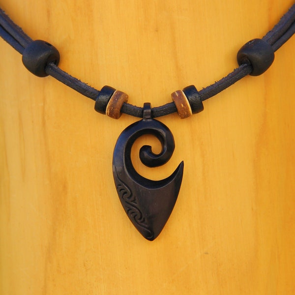 Collier chaîne en cuir collier d'amitié fait main Koru Maori Nouvelle-Zélande collier homme collier femme HANA LIMA