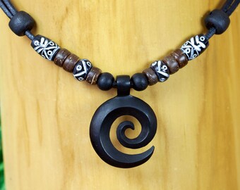 Spirale Halskette Herren braun Surfer Leder Lederkette Damen Kette Surferschmuck