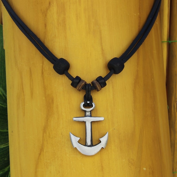 Leather Necklace Surfer Necklace Surf Jewelry Surf Style Mens Etsy