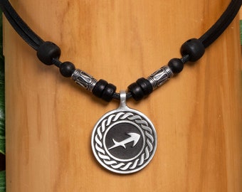 Leather Mens Womens Sign of the zodiac Star Sign Necklace Sagittarius Surf jewelry Surfer style Handmade Astrological sign HANA LIMA®