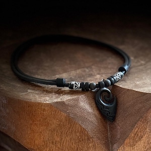 Surfer necklace necklace friendship necklace leather necklace handmade Koru Maori New Zealand men&#39;s necklace women&#39;s necklace HANA LIMA HLS-0630-030
