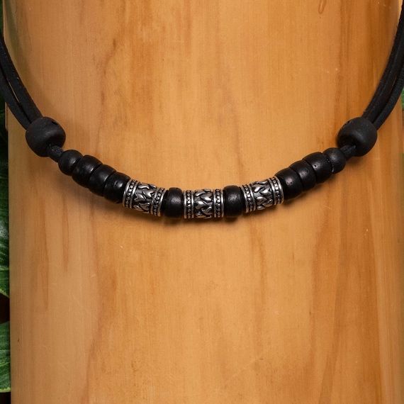 Collana da surfista 481 con Legno di noce di cocco e Conchiglia 45c