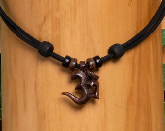 Surfer chain leather chain necklace men women surfer necklace leather necklace Om symbol HANA LIMA
