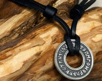 Collar de cuero Futhark alfabeto rúnico collar de cuero collar vikingo collar tamaño ajustable hombres mujeres HANA LIMA