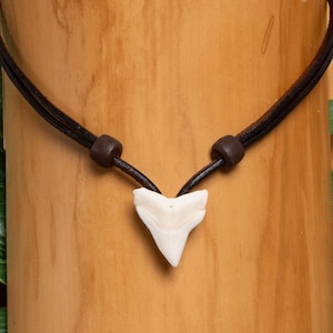 Bruine haaientandketting, haaientandketting, surferketting, leren ketting, herenketting HANA LIMA HLS-1214-020