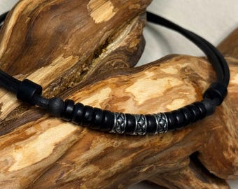 Surfer chain leather chain necklace stainless steel men's women's men's necklace women's necklace surfer necklace HANA LIMA