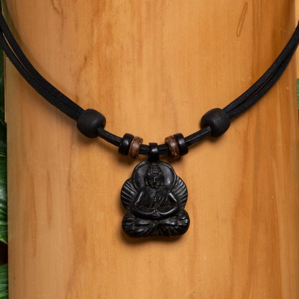 Buddha Halskette Lederkette Surferkette Surferhalskette Herrenhalskette Damenhalskette Halsband Surfschmuck Yoga  HANA LIMA