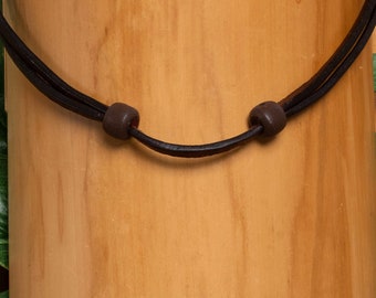 HANA LIMA collier en cuir bracelet en cuir marron collier réglable chaîne de surf en cuir