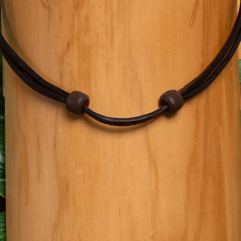 HANA LIMA leather necklace leather strap brown adjustable necklace leather surfer chain image 1