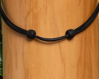 Leather necklace leather strap black adjustable necklace leather surfer chain HANA LIMA