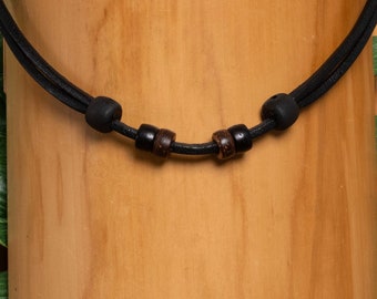 HANA LIMA leather necklace black leather strap adjustable for your own pendant necklace leather surfer chain