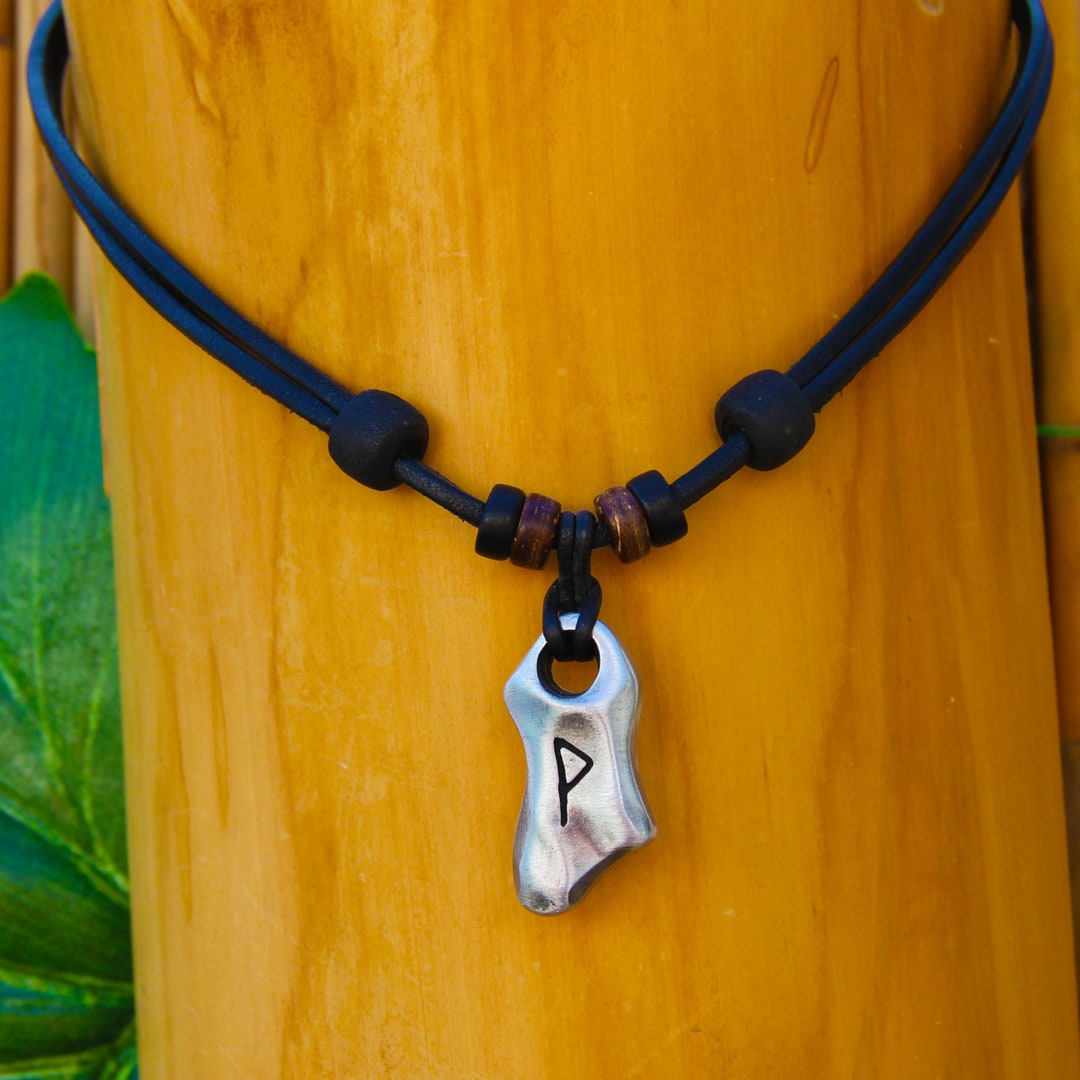 Leather Necklace Wunjo Rune Viking Jewellery Viking Chain Necklace