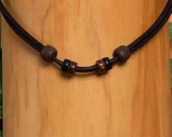 HANA LIMA leather necklace brown leather strap adjustable for your own pendant necklace leather surfer chain