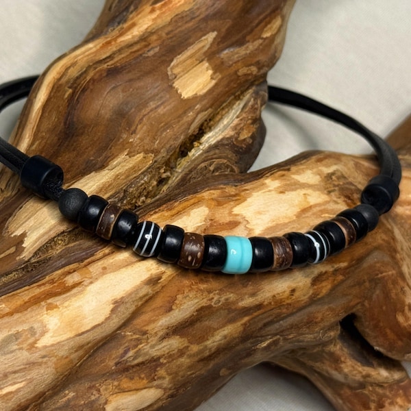 Cadena de cuero sin colgante collar cuero hombre mujer surfista cadena surfista collar HANA LIMA