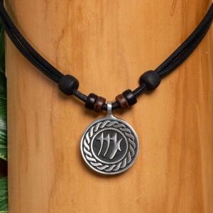 Leather Mens Womens Sign of the zodiac Star Sign Necklace Virgo Surf jewelry Surfer style Handmade Adjustable Astrological sign HANA LIMA ®