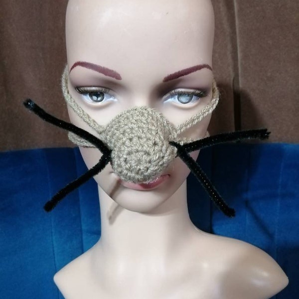 Handmade Novelty Crochet Cat/Rat Costume Prop Nose Warmer