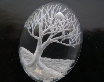 Intaglio Glass Cabochon &quot;Maple Winter&quot;