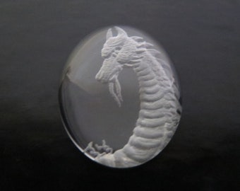 Intaglio Glass Cabochon "Dragon Decisions"