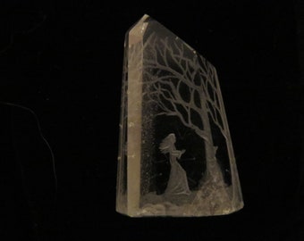 Hand-carved Intaglio Quartz Standing Point "Priestess Power"