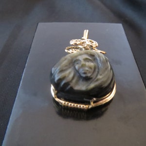 Hand-carved Gold Sheen Obsidian Pendant: Persephone image 2