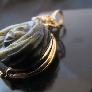 Hand-carved Gold Sheen Obsidian Pendant: Persephone image 4