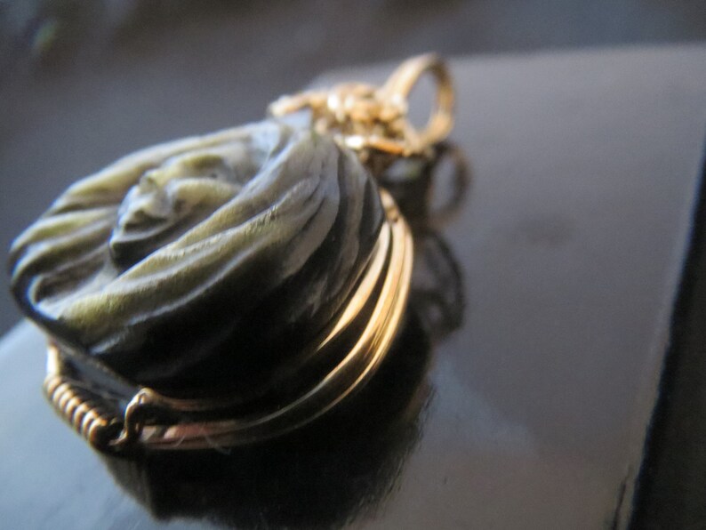 Hand-carved Gold Sheen Obsidian Pendant: Persephone image 4