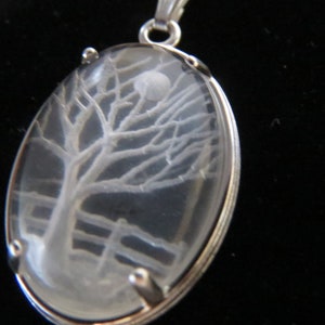 Hand-carved Intaglio Quartz Pendant Winter Farm image 4