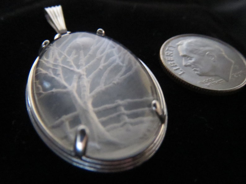 Hand-carved Intaglio Quartz Pendant Winter Farm image 6