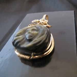 Hand-carved Gold Sheen Obsidian Pendant: Persephone image 1