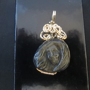 Hand-carved Gold Sheen Obsidian Pendant: Persephone image 3