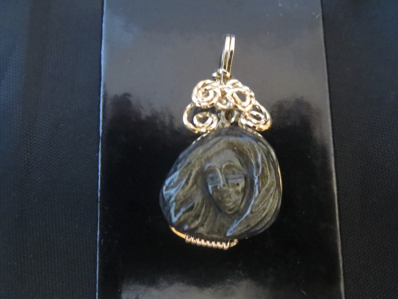 Hand-carved Gold Sheen Obsidian Pendant: Persephone image 3